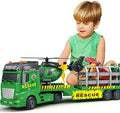 GoxyCraft Transport Truck Toy, 3-in-1 with Helicopter & Dinosaur, Boys 3-7