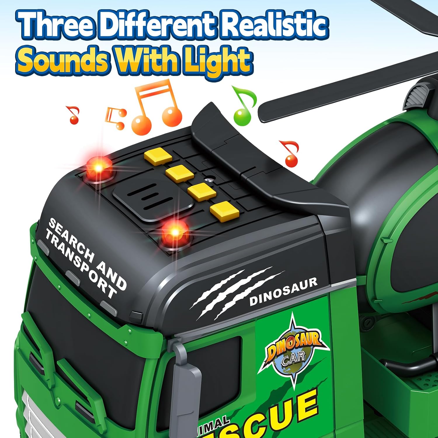 GoxyCraft Transport Truck Toy, 3-in-1 with Helicopter & Dinosaur, Boys 3-7