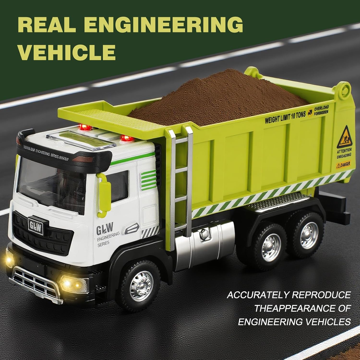 GoxyCraft Construction Dump Truck Toy, 1:40 Model with Lights & Sounds