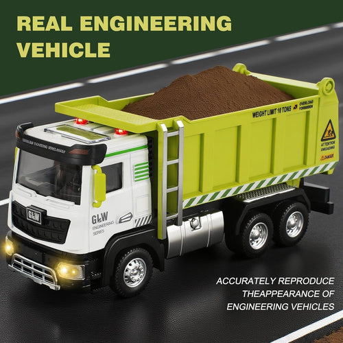 GoxyCraft Construction Dump Truck Toy, 1:40 Model with Lights & Sounds