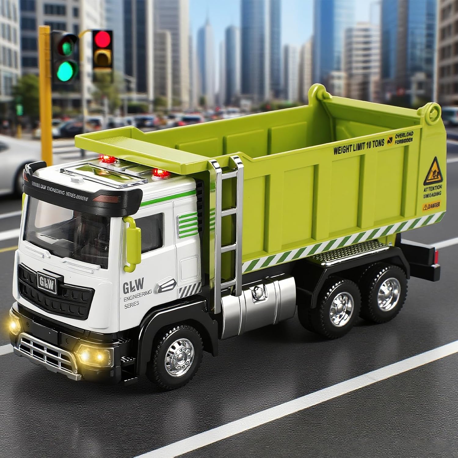 GoxyCraft Construction Dump Truck Toy, 1:40 Model with Lights & Sounds